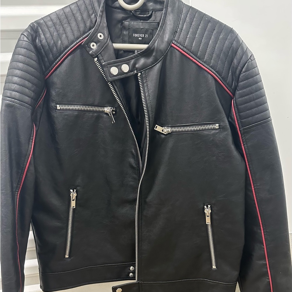 Faux Leather Outer Shell Motorcycle Jacket By For… - image 1